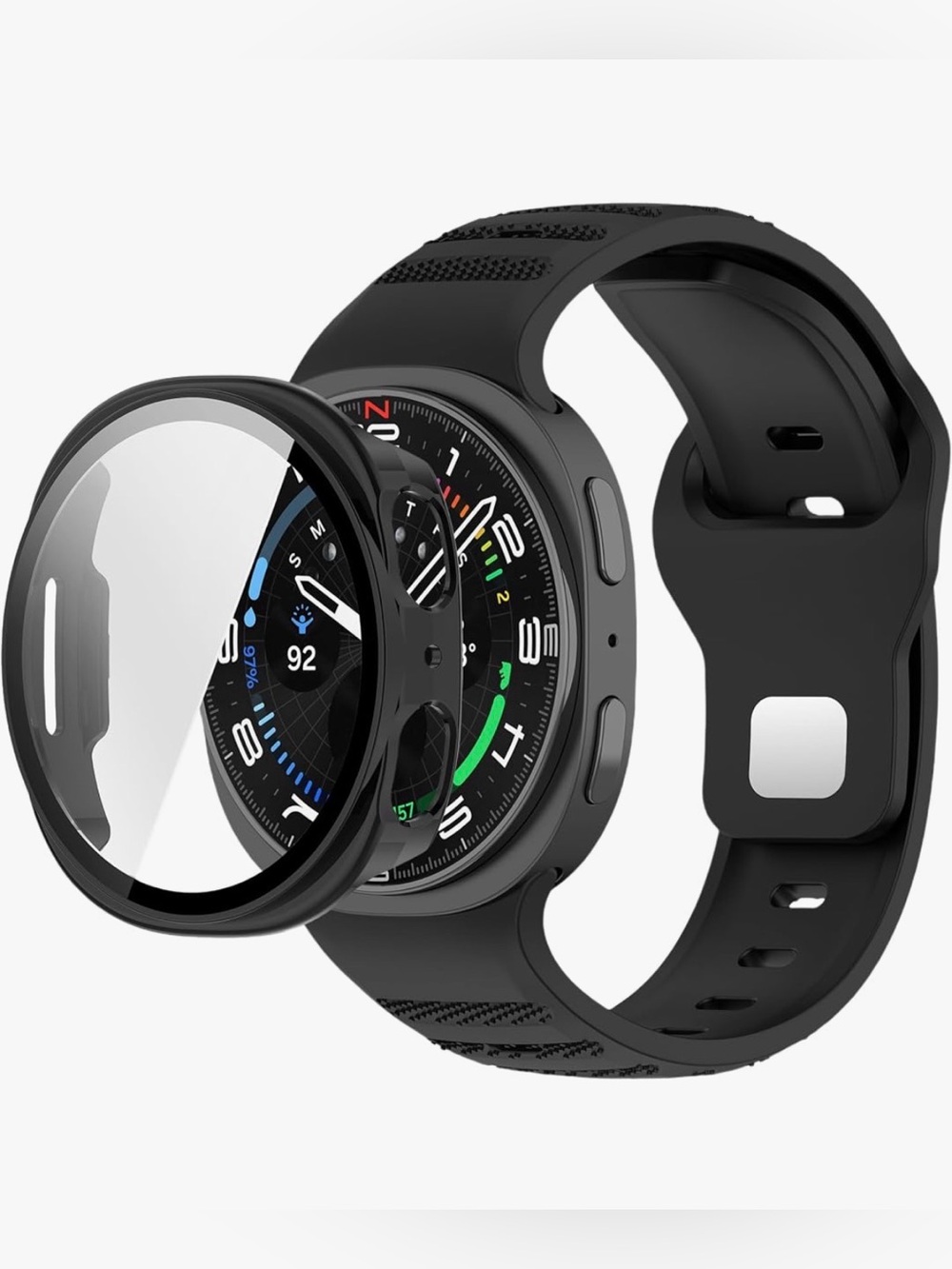 Black Smartwatch Protective Case and Screen Protector - 
Galaxy 8 44mm